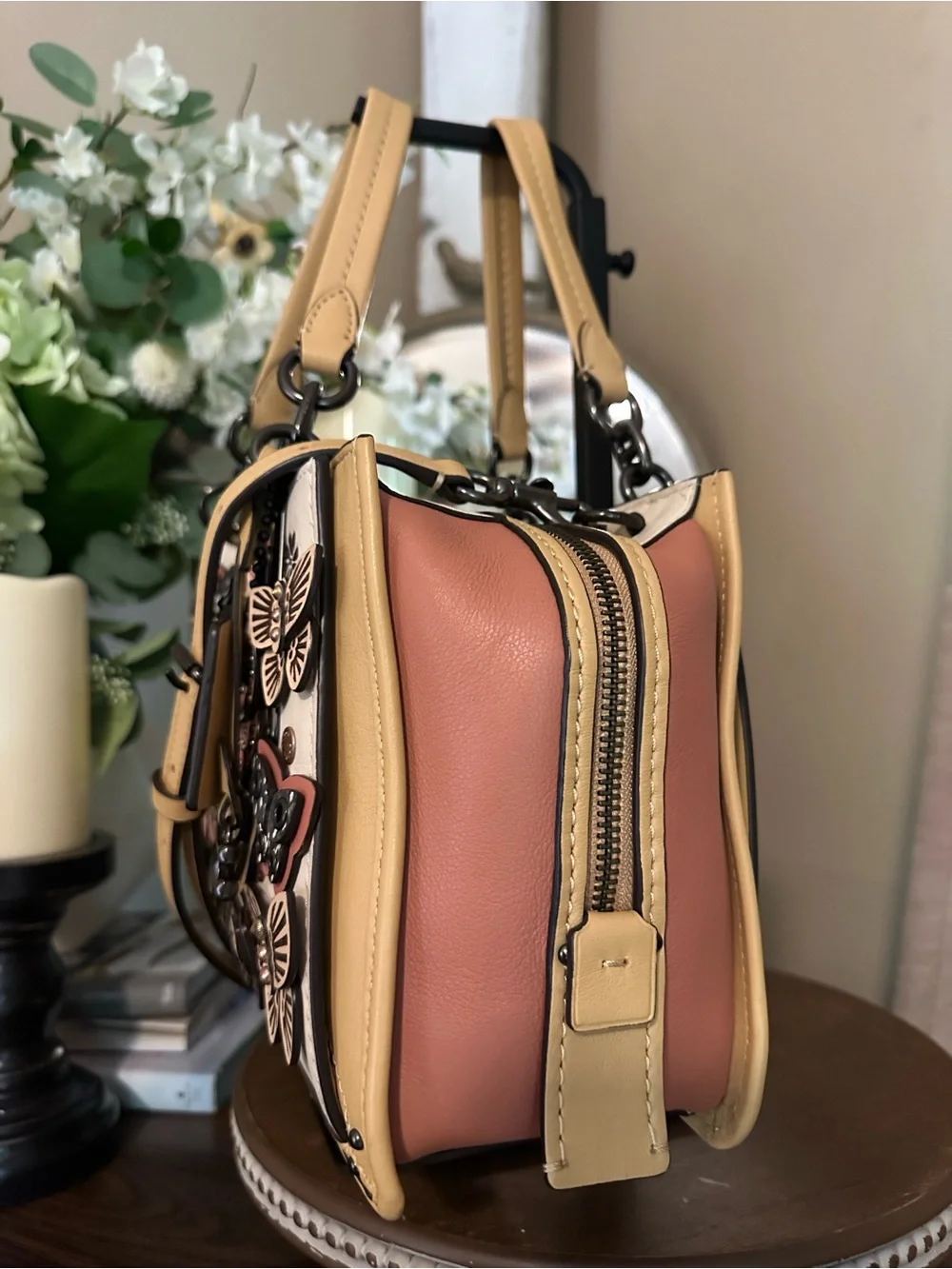 🦋 Coach Dreamer Butterfly Appliqué Leather Satchel 🦋